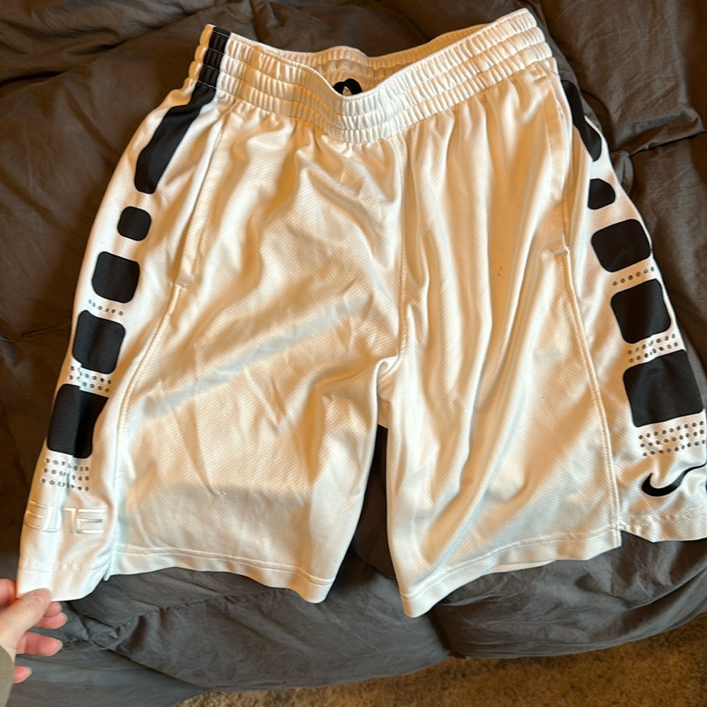 Nike Elite shorts. Boys size medium. White.